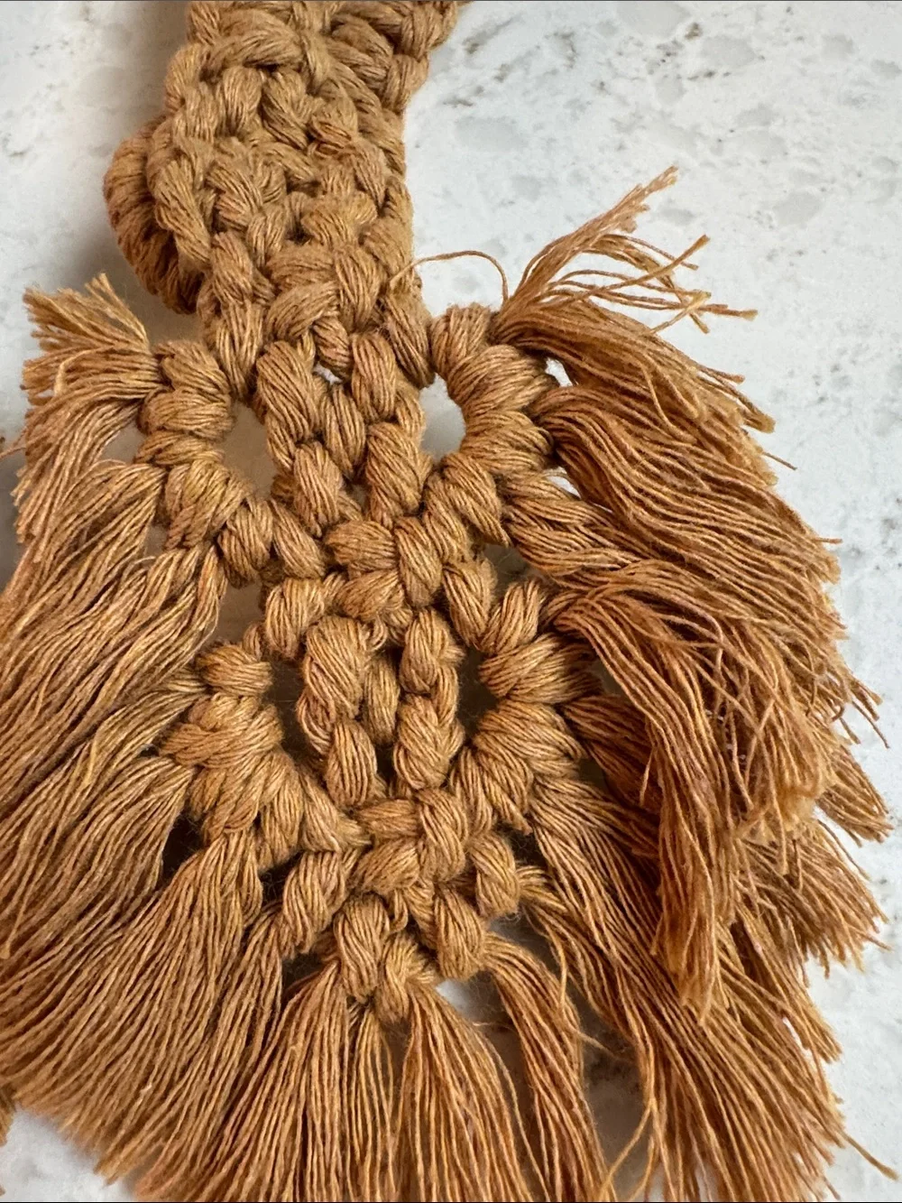 Handmade Macramé Tassel Tiebacks in Camel